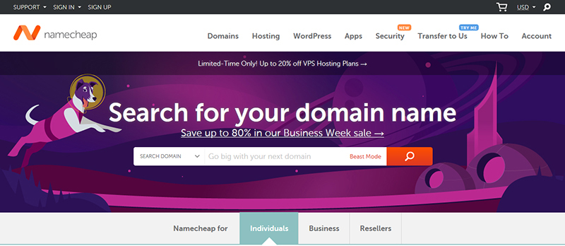 Super high-speed hosting companyNamecheap