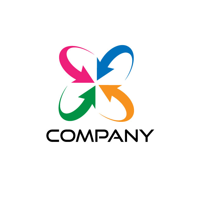 Logo design Four arrows are rotating inside of a circle