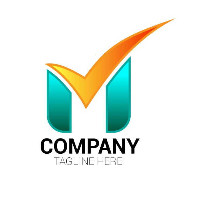 Modern M Letter Logo Design Crown Check Mark Vector