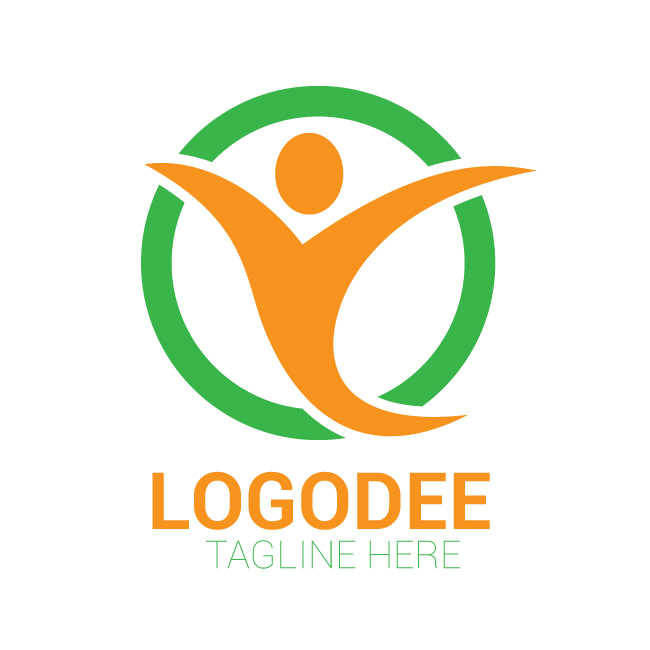 Human character logo design vector health care hospital