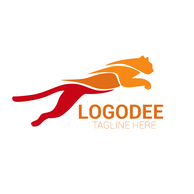 Dynamic Logo Design Tiger Silhouette Jump and Run Vector