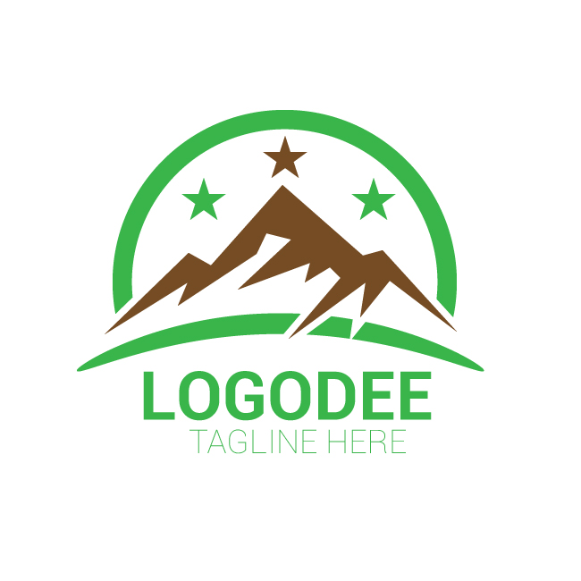 Modern Mountain Sun Logo Design Vector