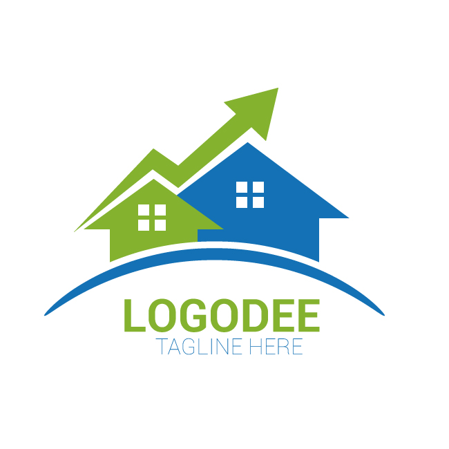 Real estate house building business logo design vector