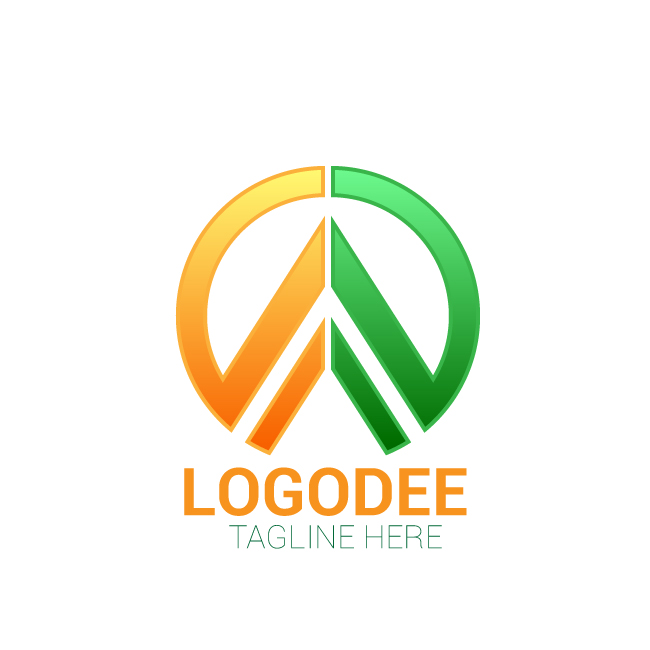 Round line Best triangle company logo Design Vector