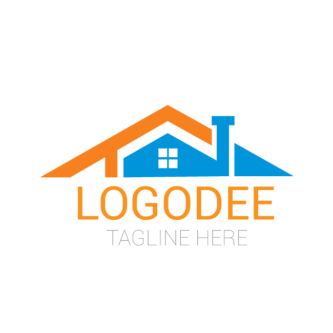 Real Estate Logo Design Roofing Company Vector