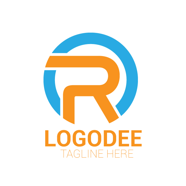 Letter R inside the circle modern logo design